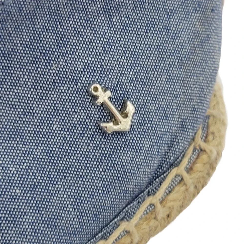 Nautica Women's Chambray Espadrille Flats Lace Up Nautical Anchor Detail Size 10